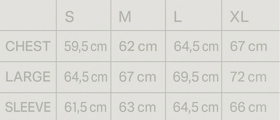 Size guide — Grey Sweatshirt